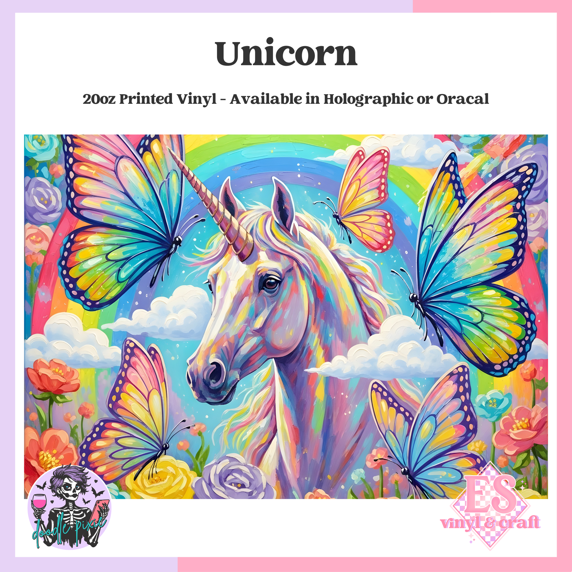 Unicorn - 20oz Printed Tumbler Self Adhesive Vinyl image 0