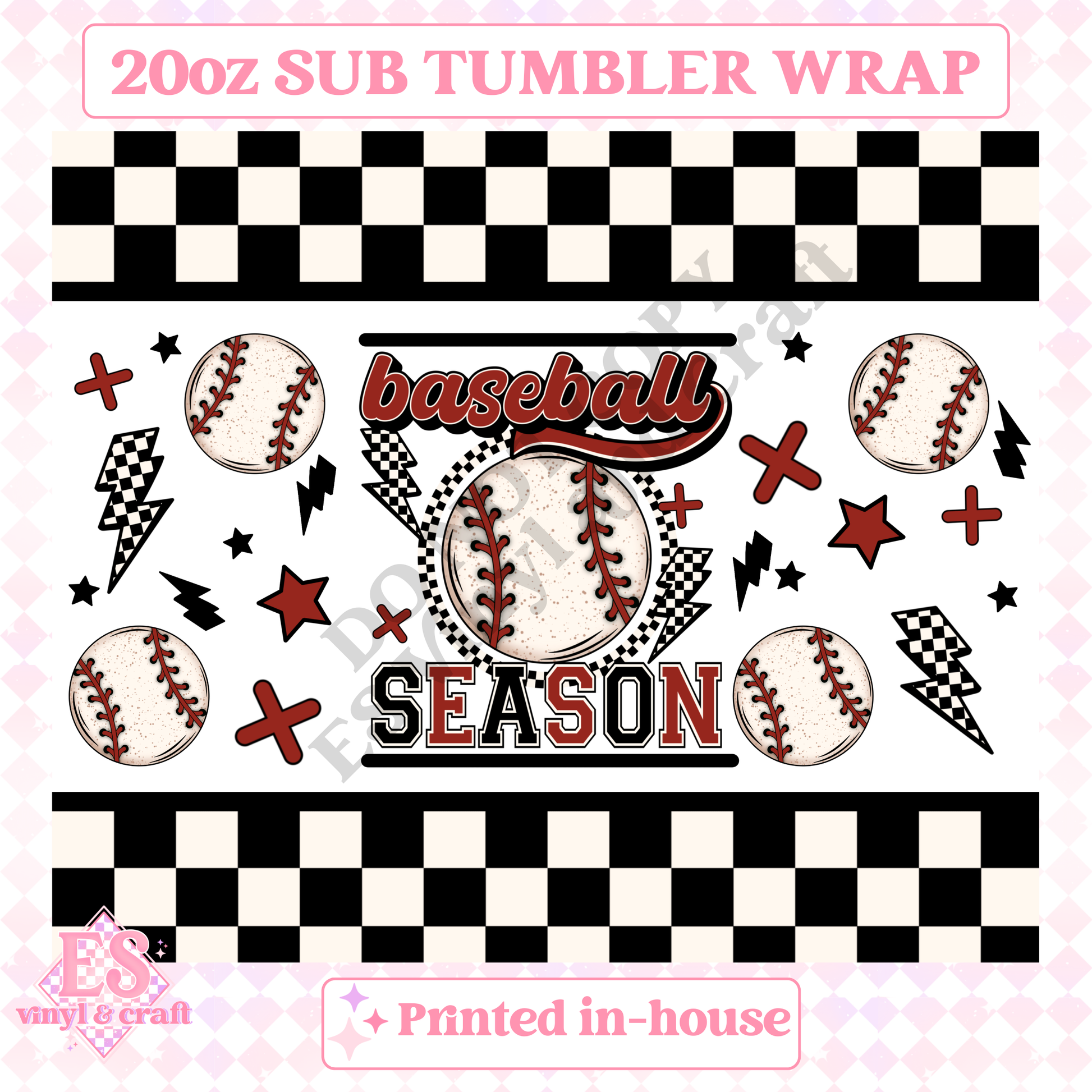Baseball Season - Full 20oz Tumbler Sublimation Print image 1