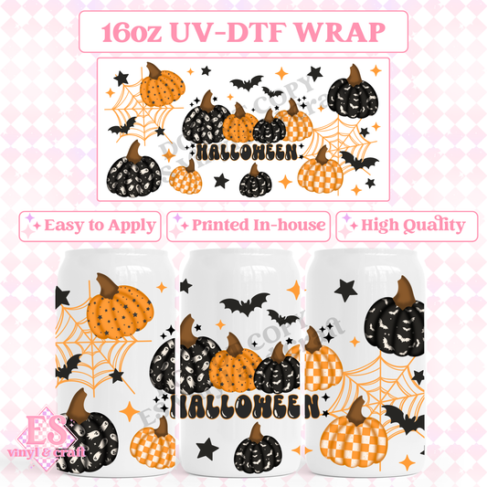 Halloween Pumpkins - 16oz Beer Can / Libbey UV-DTF Transfer image 0