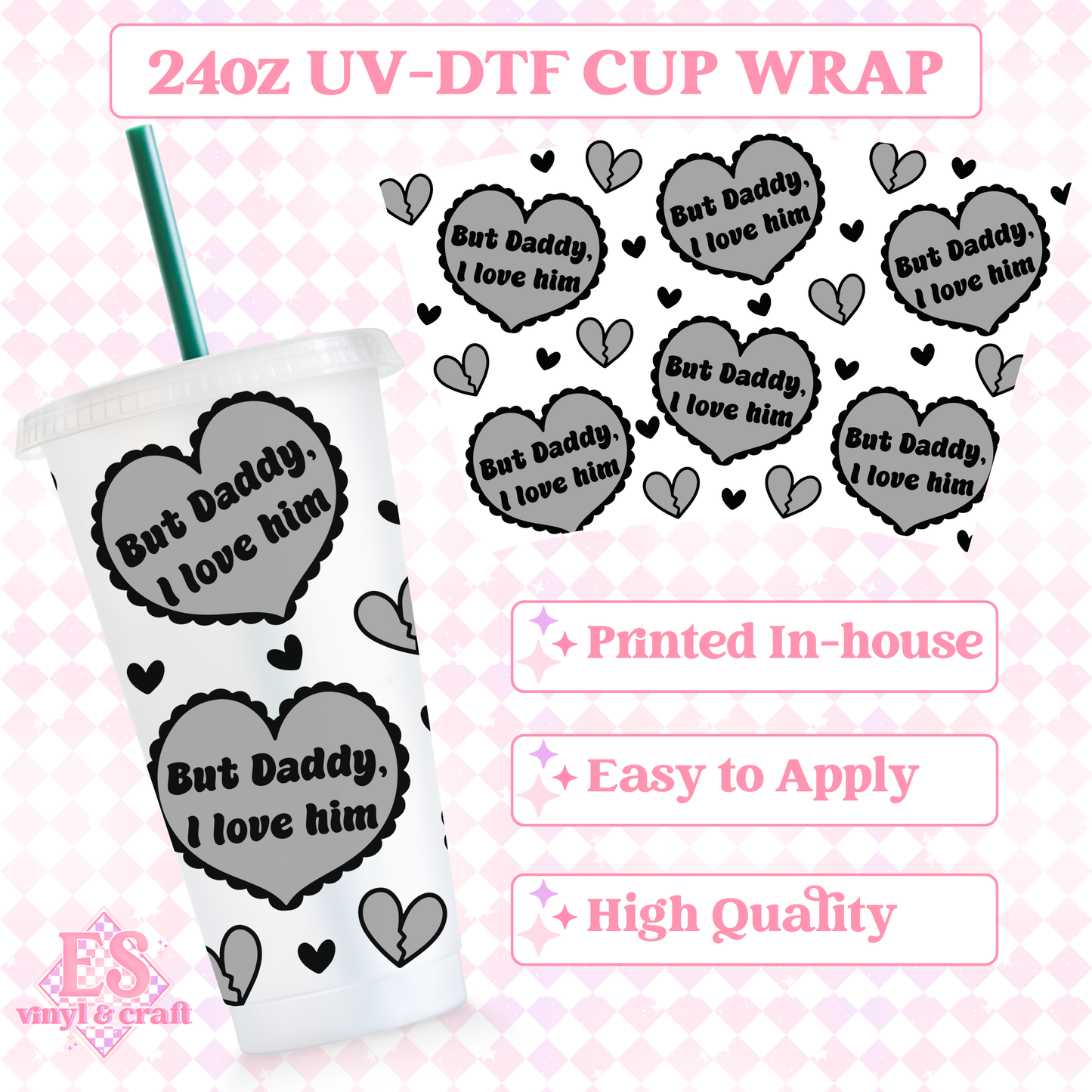 But Daddy, I love him TTPD - UVDTF 24oz Cold Cup Wrap image 0