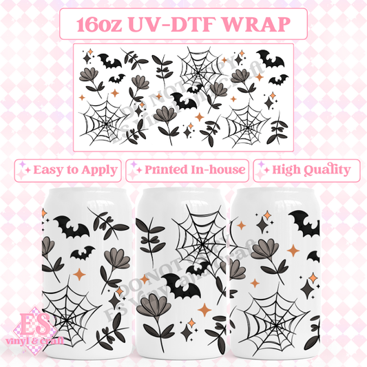 Spooky Florals - 16oz Beer Can / Libbey UV-DTF Tr image 0