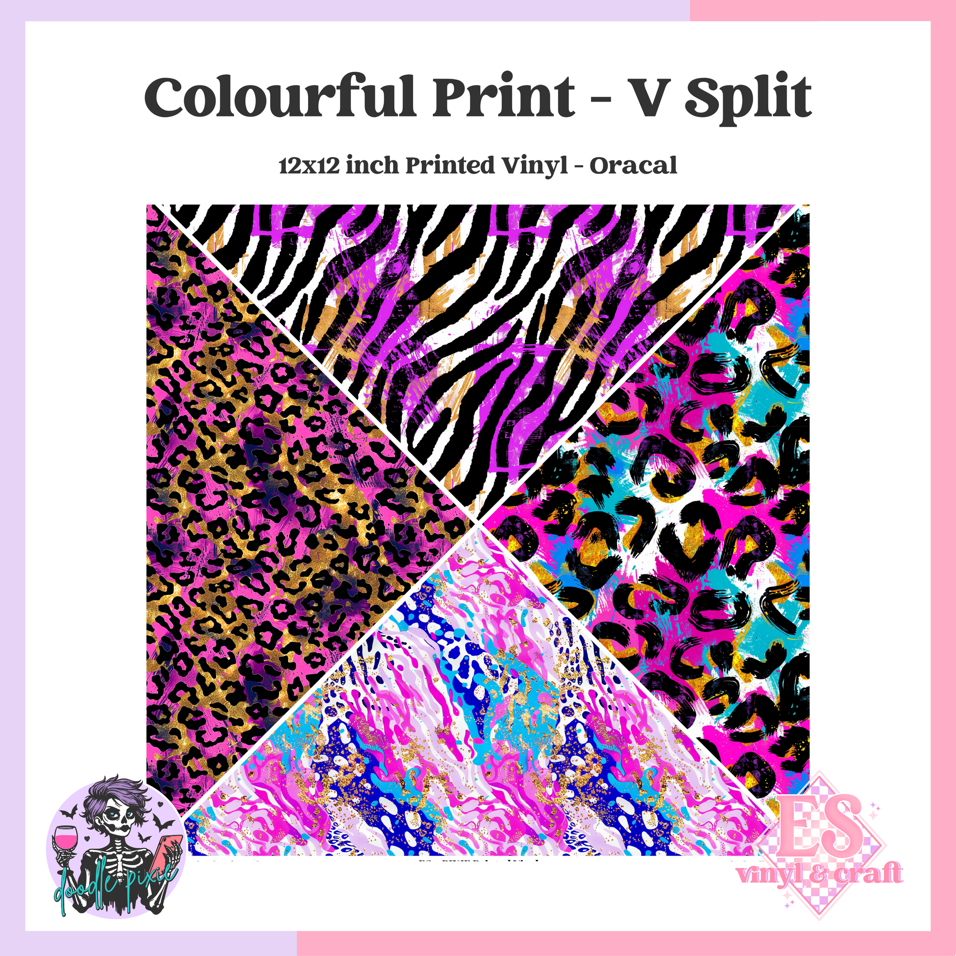 Colourful Print - V-Split 12" x 12" Printed Vinyl image 0