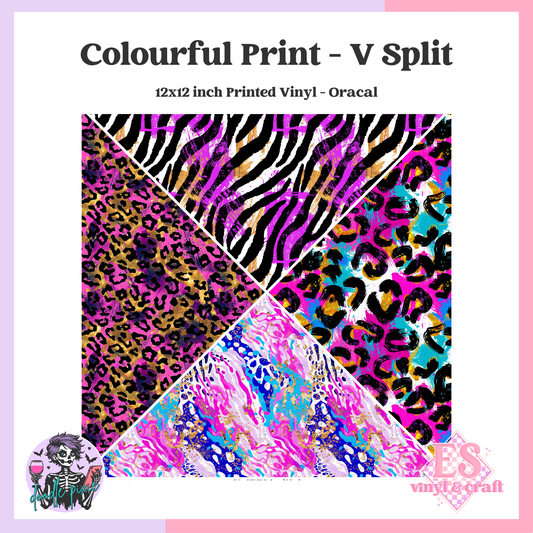 Colourful Print - V-Split 12" x 12" Printed Vinyl image 0