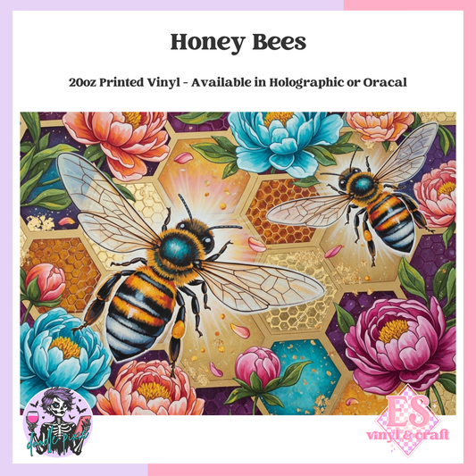 Honey Bees - 20oz Printed Tumbler Self Adhesive Vinyl image 0