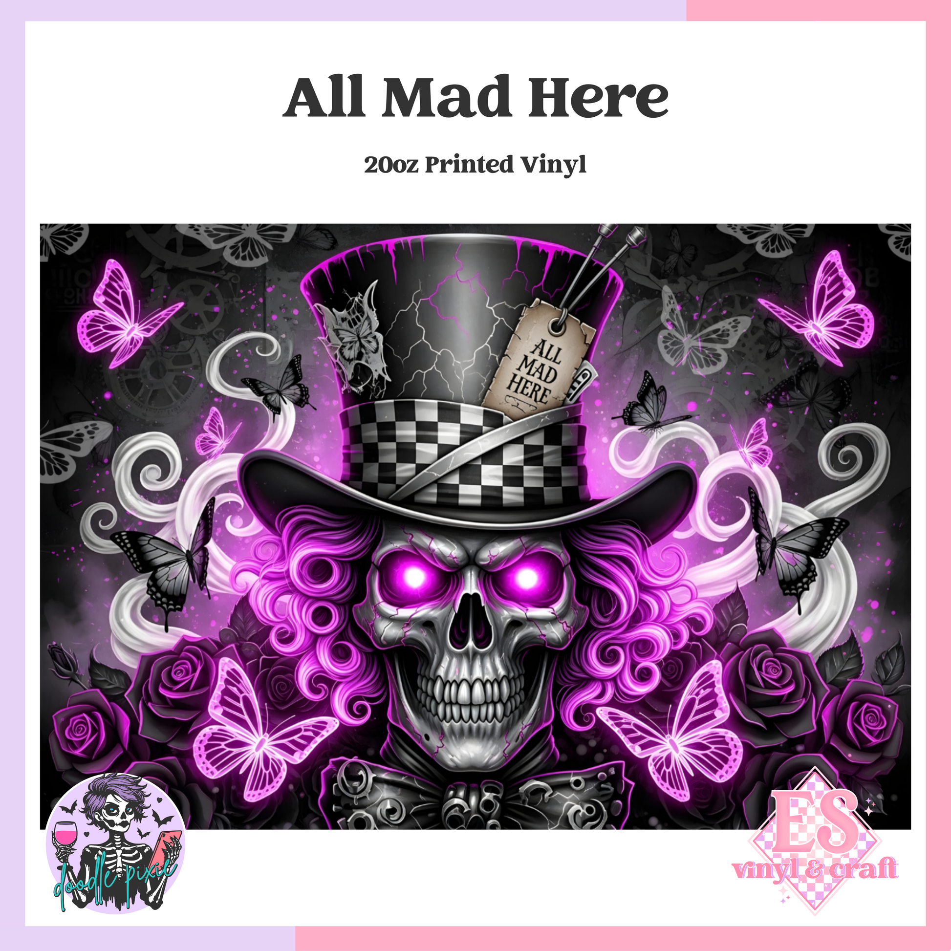 All Mad Here - 20oz Printed Tumbler Self Adhesive Vinyl image 0