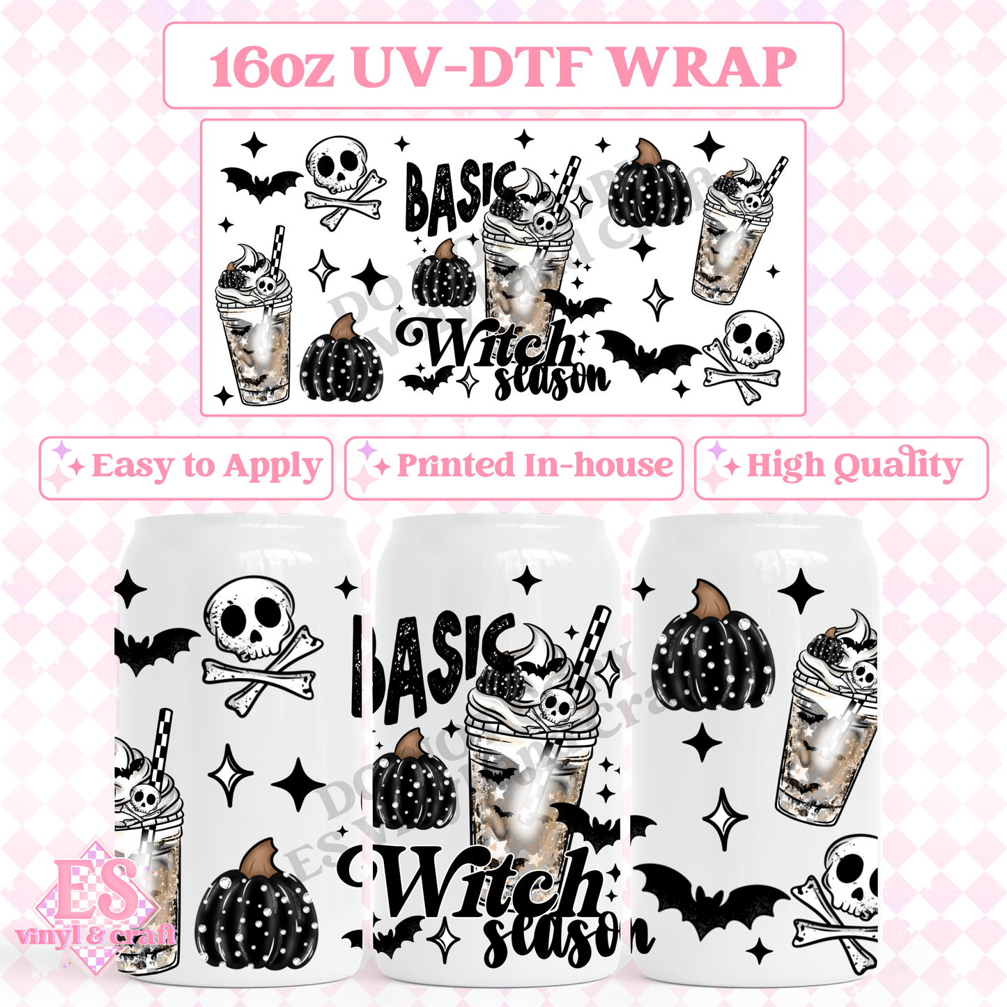 Basic Witch Season - 16oz Beer Can / Libbey UV-DTF Transfer image 0