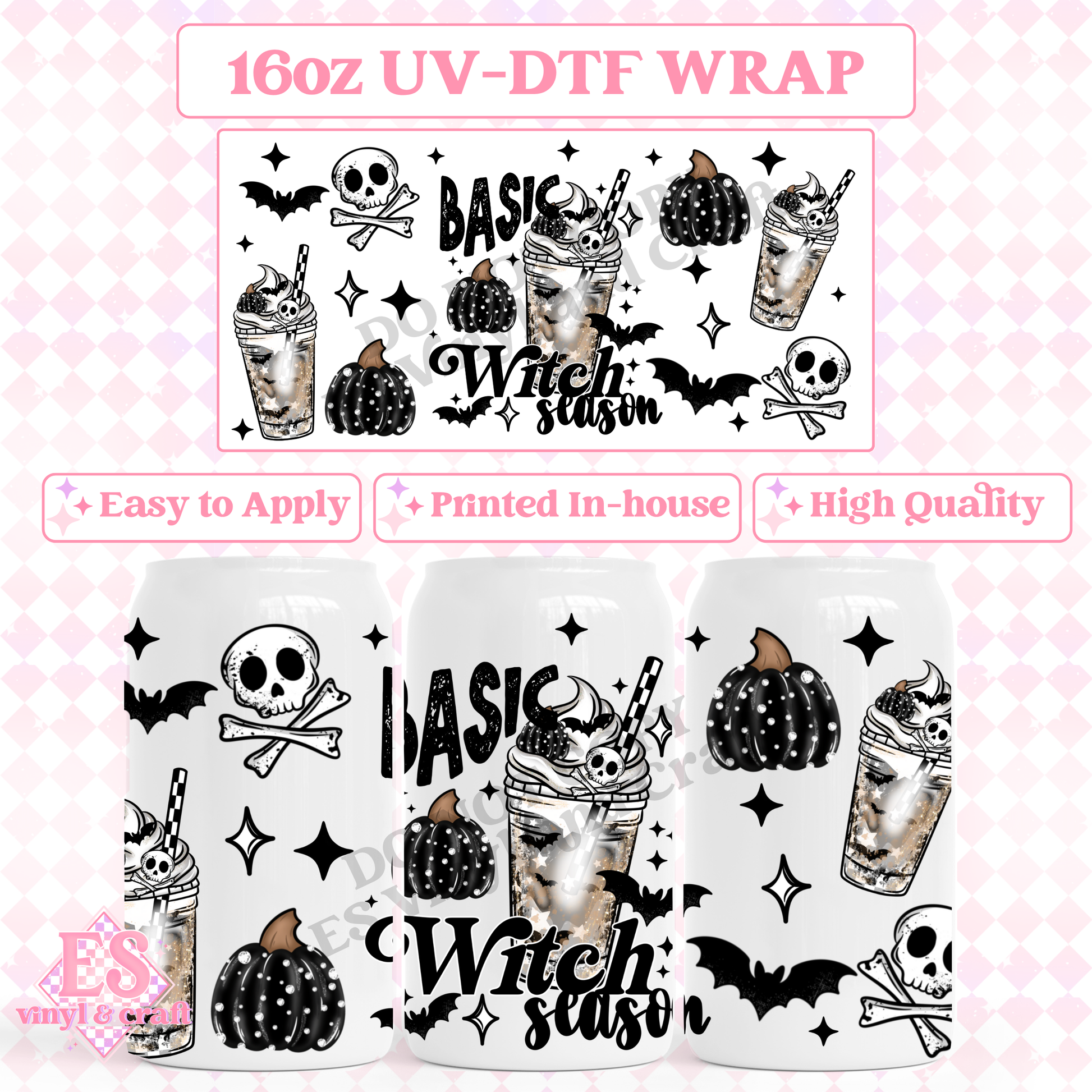 Basic Witch Season - 16oz Beer Can / Libbey UV-DTF Transfer image 0