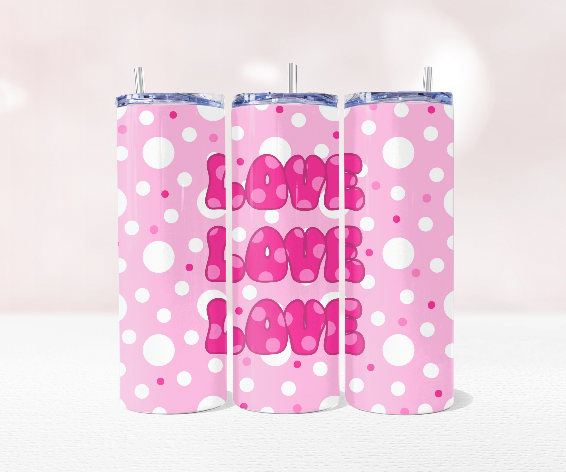 Love Polkadots - Full 20oz Tumbler Sublimation Ready To Press Wrap image 0