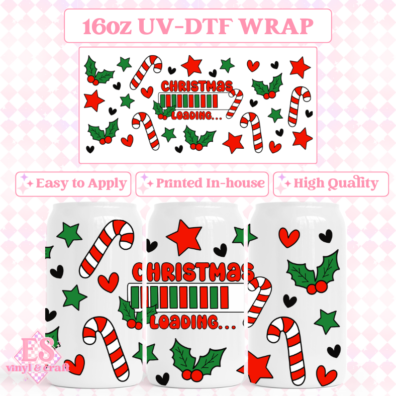 Christmas is Loading - UVDTF 16oz Libbey Can Wrap image 0