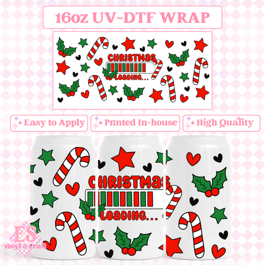 Christmas is Loading - UVDTF 16oz Libbey Can Wrap image 0