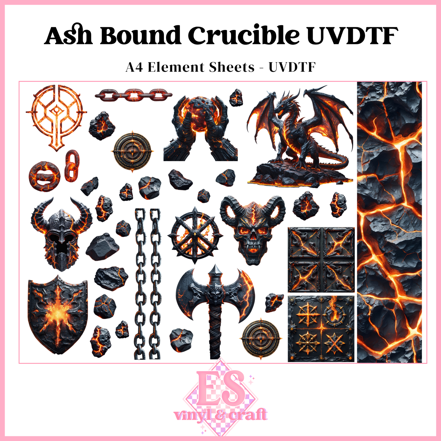 Ash Bound Crucible - UVDTF Element Sheet (A4 Sheet)