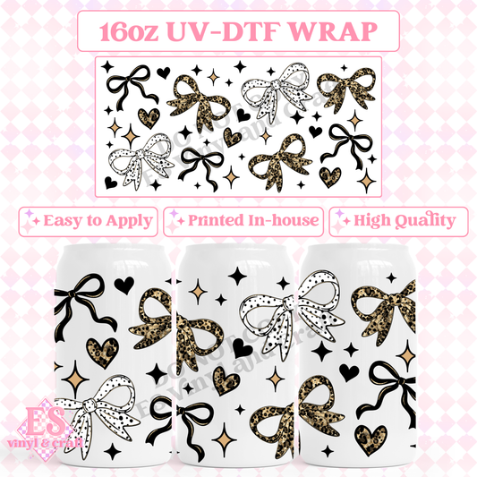 Cheetah Bows - 16oz Beer Can / Libbey UV-DTF Tran image 0