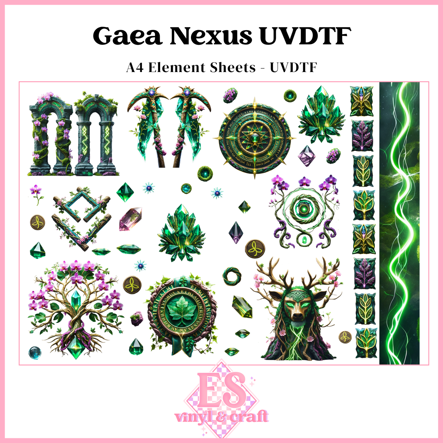 Gaea Nexus - UVDTF Element Sheet (A4 Sheet)