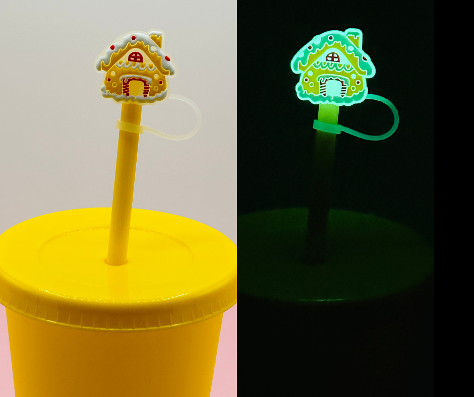 Straw Topper - Glow in the Dark Gingerbread House image 0