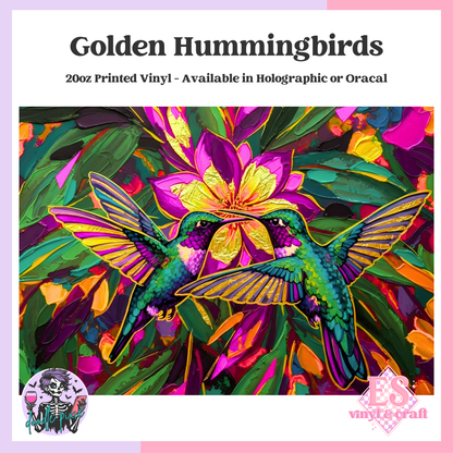 Golden Hummingbirds - 20oz Printed Tumbler Self Adhesive Vinyl image 0