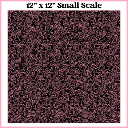 Pink on Black Webs - 12"x12" Printed Self Adhesive Vinyl