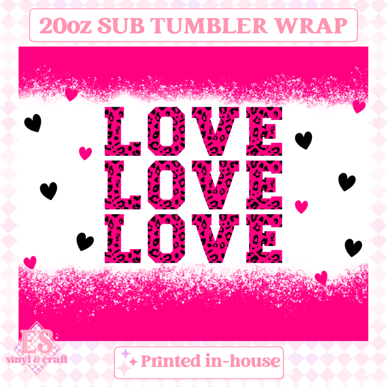 Love (3 Colour Options) - Full 20oz Tumbler Sublimation image 1