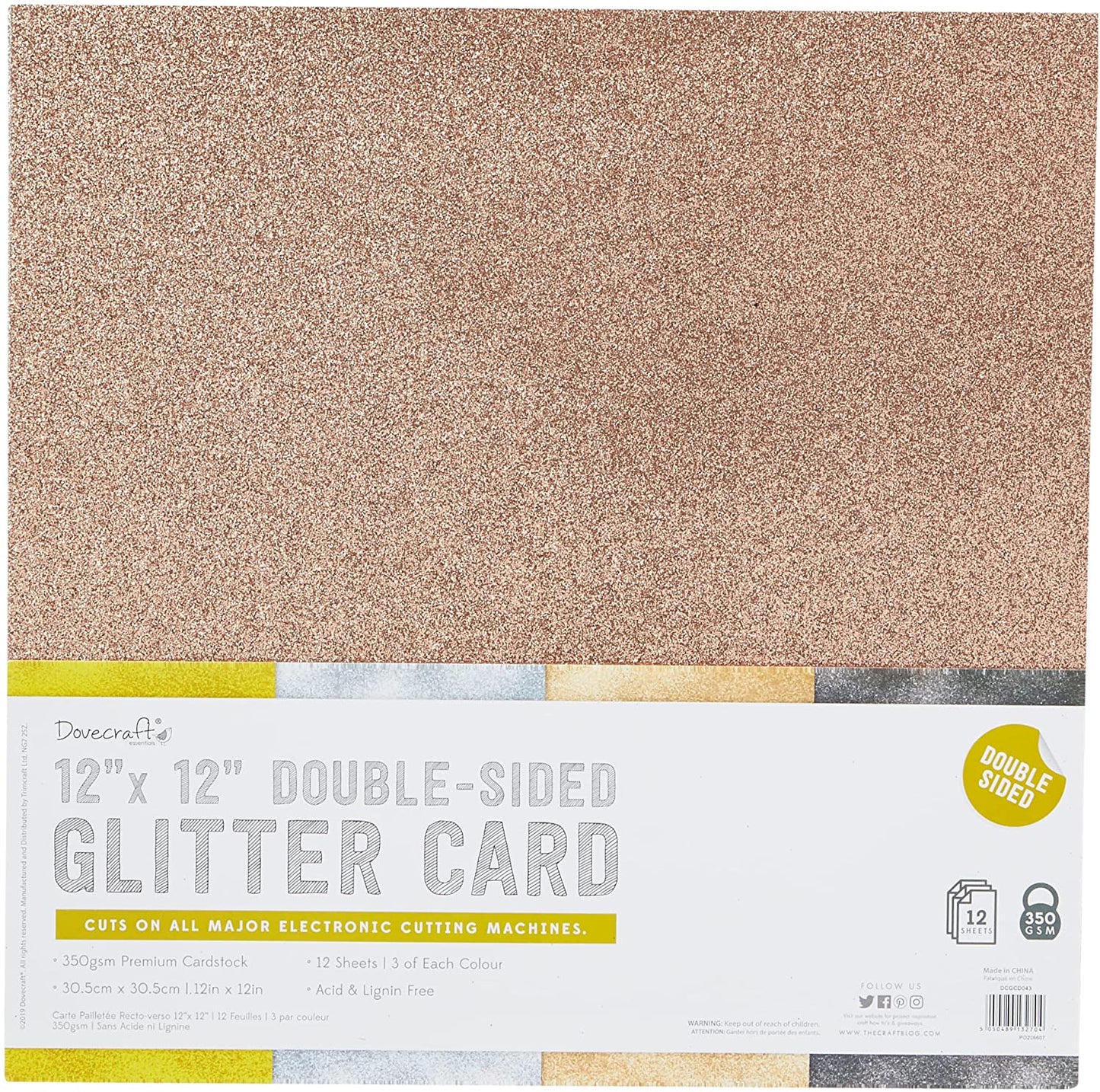 Dovecraft Essentials  12" x 12" Double Sided Glitter Bumper Pack Metallics image 3