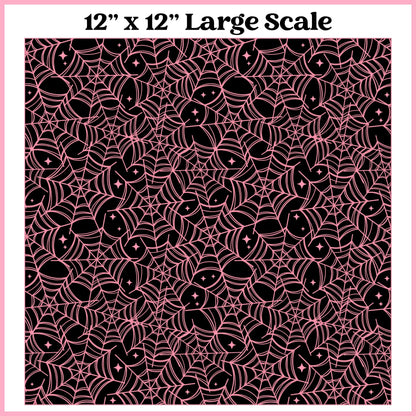 Pink on Black Webs - 12"x12" Printed Self Adhesive Vinyl