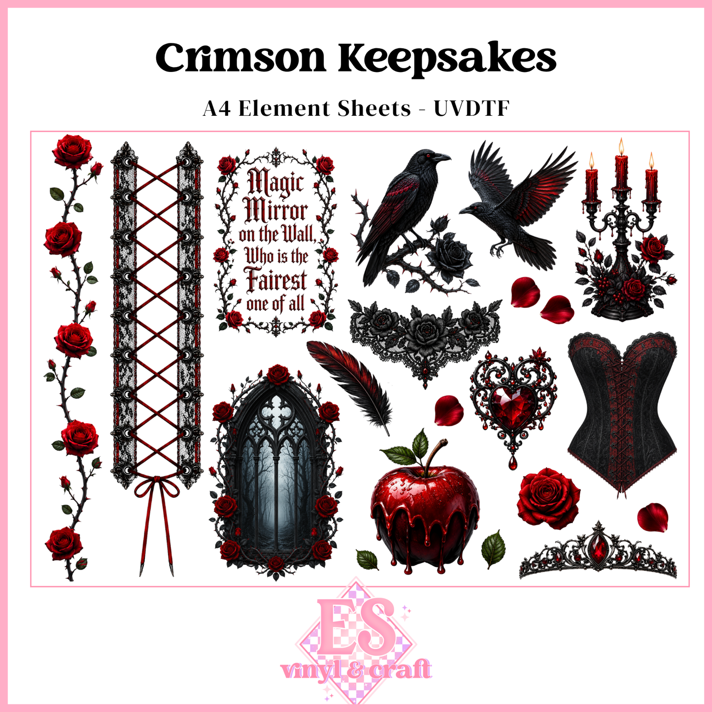 Crimson Keepsakes - UVDTF Element Sheet (A4 Sheet)