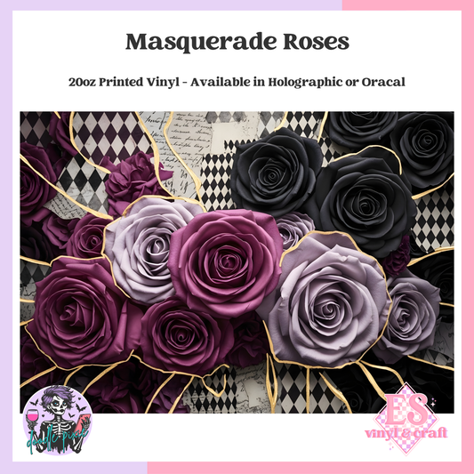Masquerade Roses - 20oz Printed Tumbler Self Adhesive Vinyl image 0