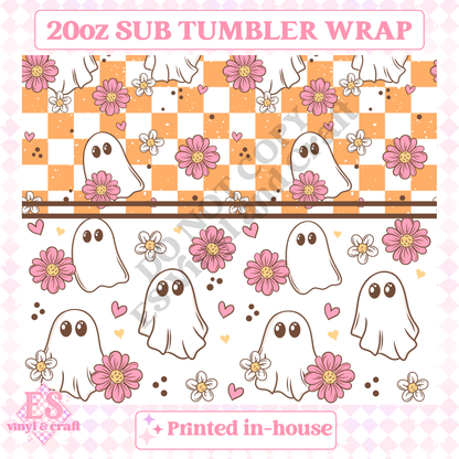 Spring Ghostie - Full 20oz Tumbler Sublimation Print image 1