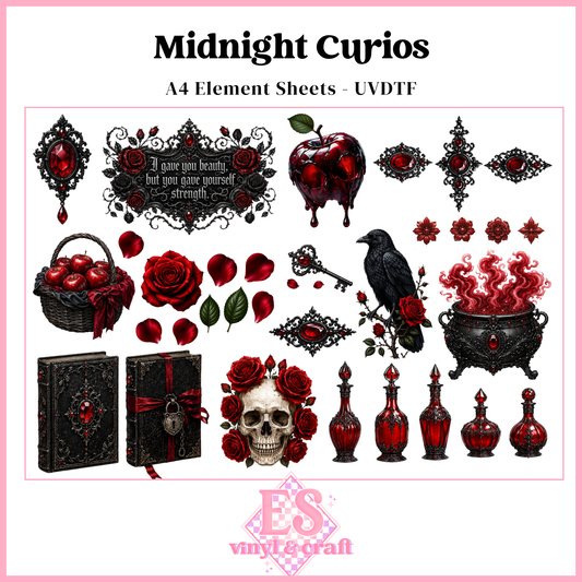 Midnight Curios - UVDTF Element Sheet (A4 Sheet)