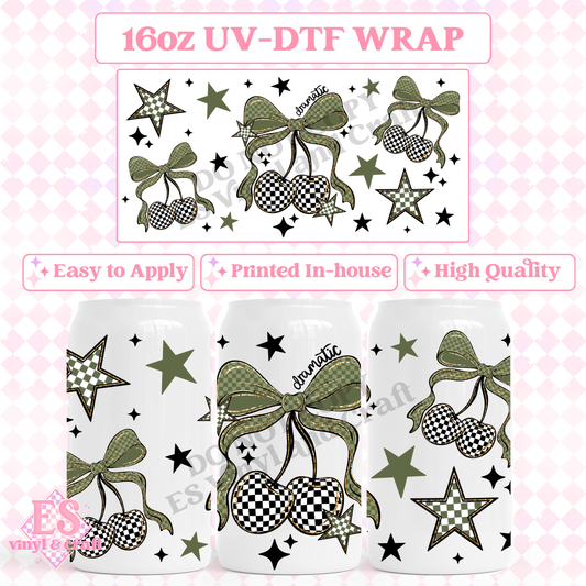 Dramatic Cherry Checker - 16oz Beer Can / Libbey UV-DTF image 0