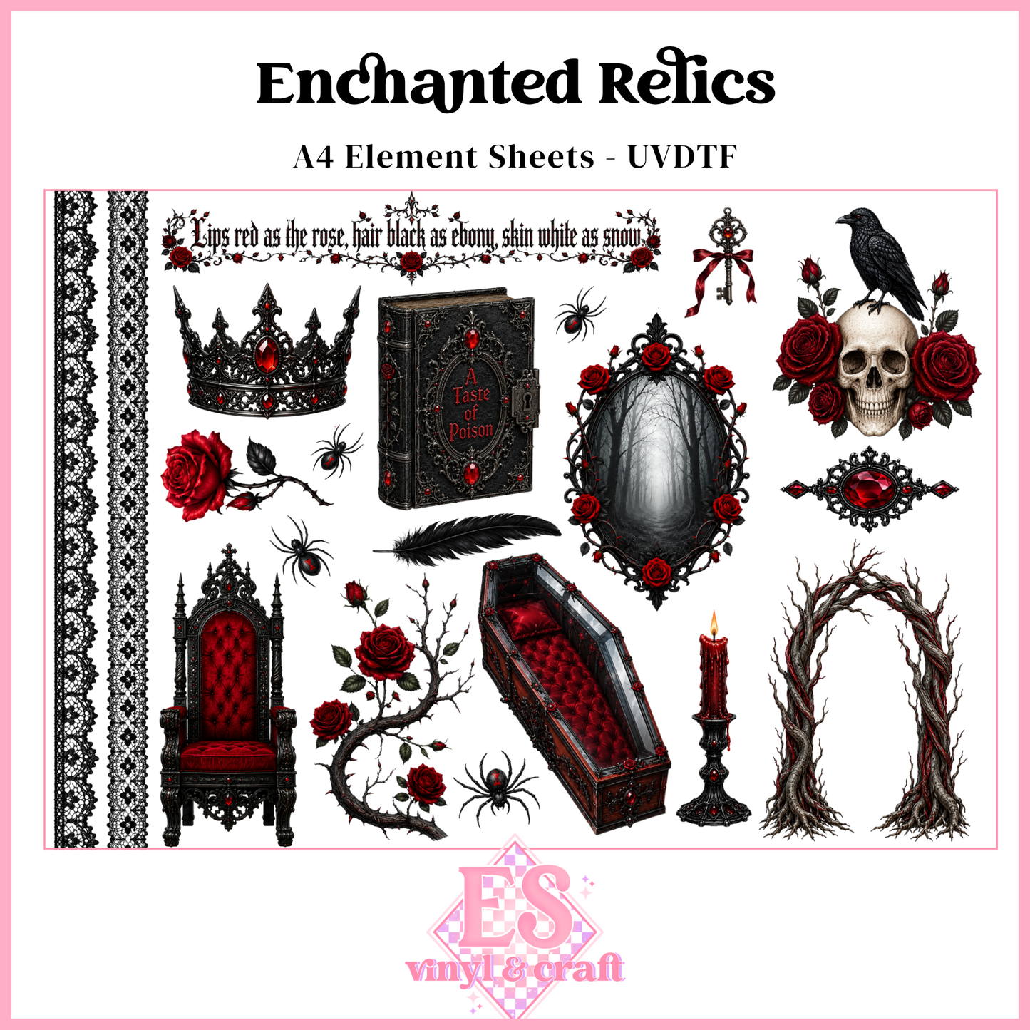 Enchanted Relics - UVDTF Element Sheet (A4 Sheet)
