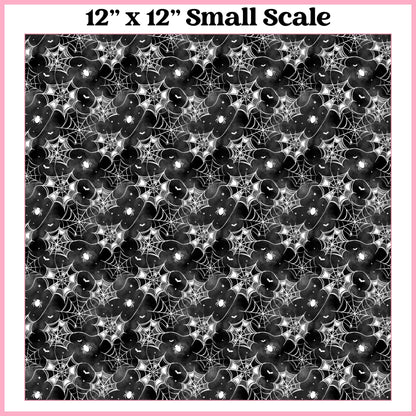 Black & White Spiderwebs - 12"x12" Printed Self Adhesive Vinyl