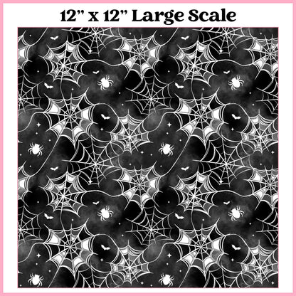 Black & White Spiderwebs - 12"x12" Printed Self Adhesive Vinyl