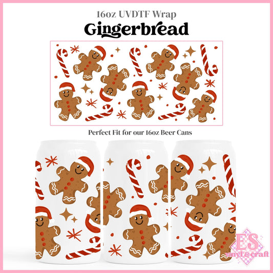 Gingerbread - 16oz Beer Can / Libbey UVDTF Transfers