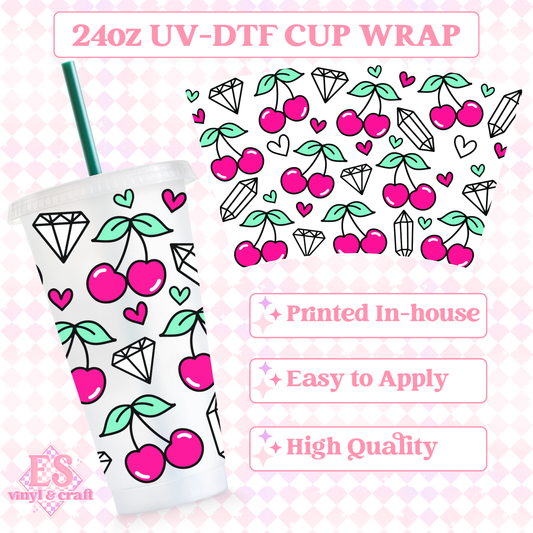 Cherry Crystal - UVDTF 24oz Cold Cup Wrap image 0
