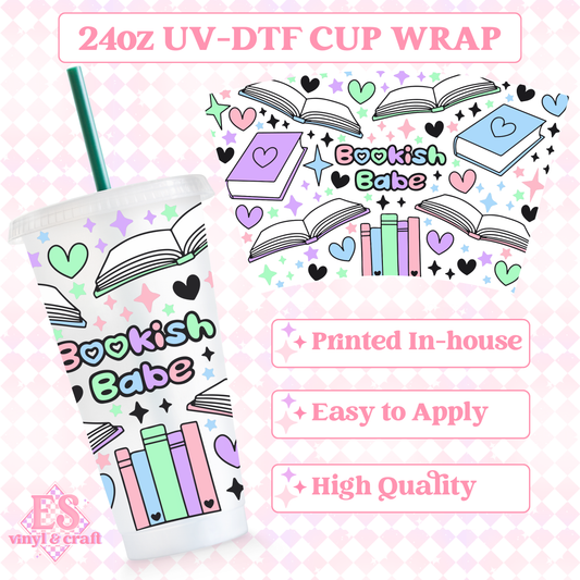 Bookish Babe - UVDTF 24oz Cold Cup Wrap image 0