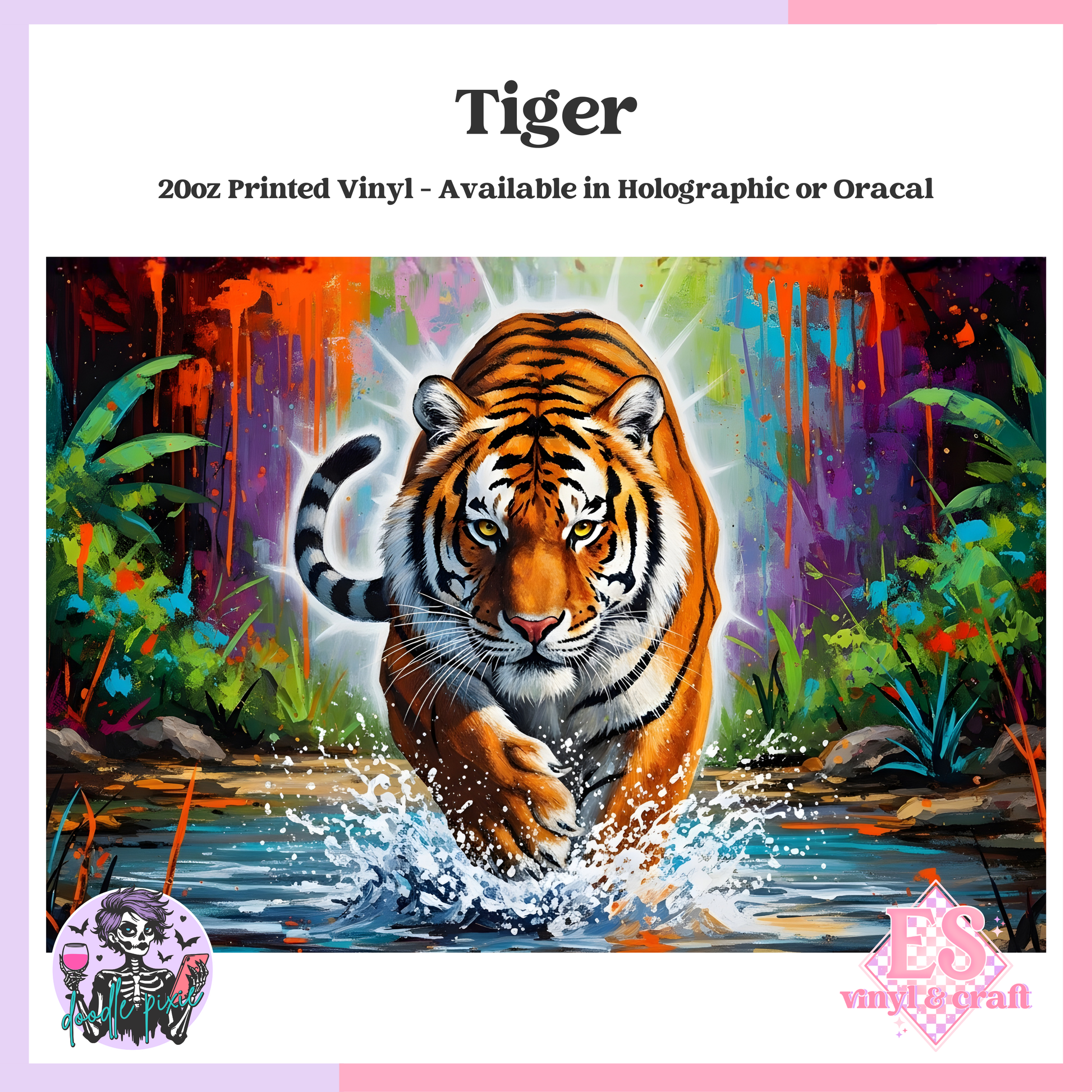 Tiger - 20oz Printed Tumbler Self Adhesive Vinyl image 0