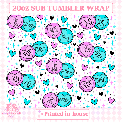 Candy Hearts - Full 20oz Tumbler Sublimation Print image 1