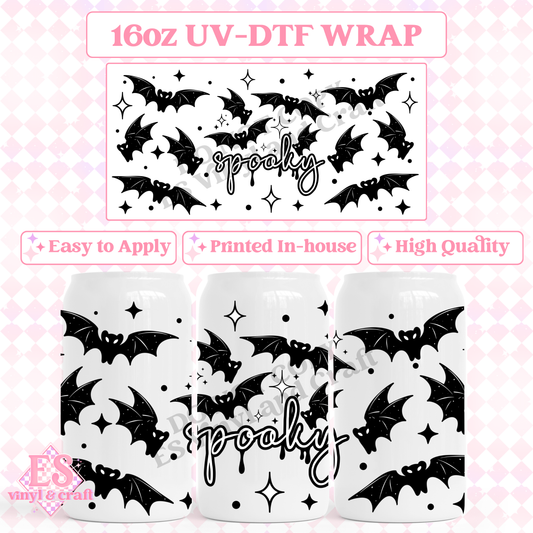 Spooky Bats - 16oz Beer Can / Libbey UV-DTF Transfer image 0