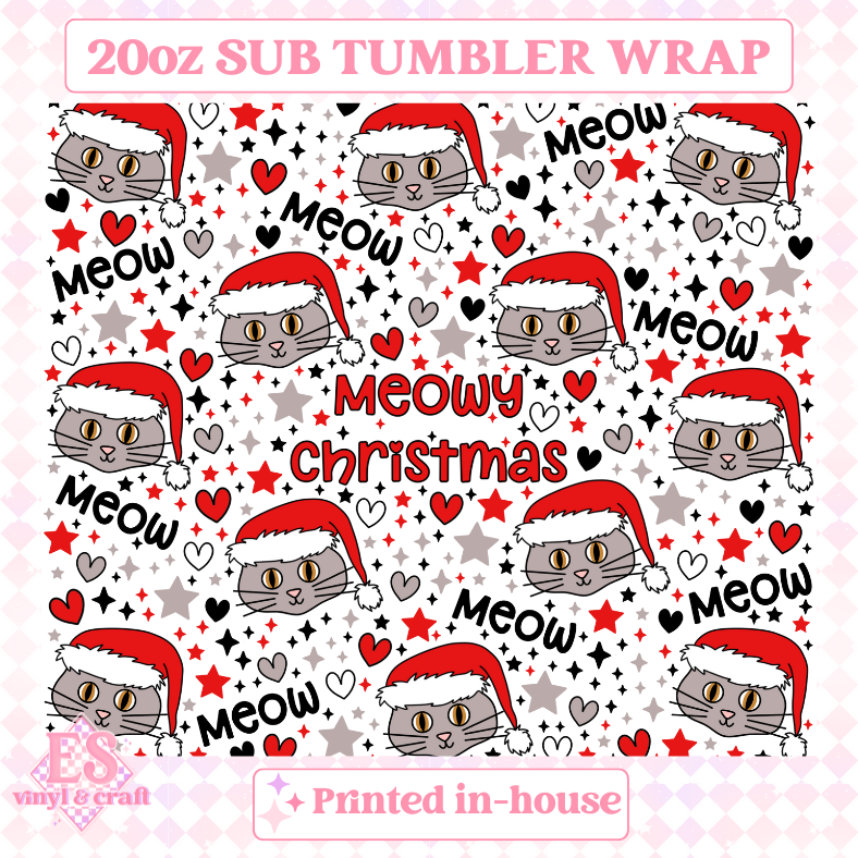 Meowy Christmas - Full 20oz Tumbler Sublimation Print image 1