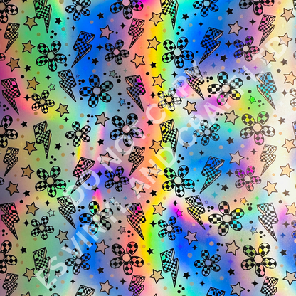 UV Printed Holographic Teckwrap Permanent Vinyl - A4 or 12" x 12" Sheet image 1