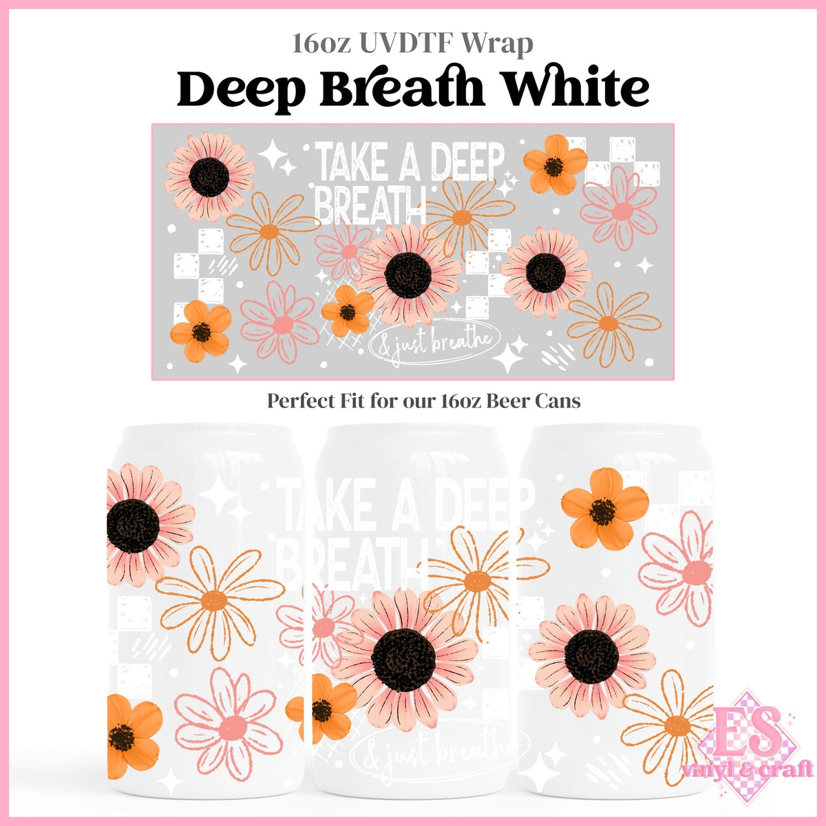 Deep Breath White - 16oz Beer Can / Libbey UVDTF Transfers