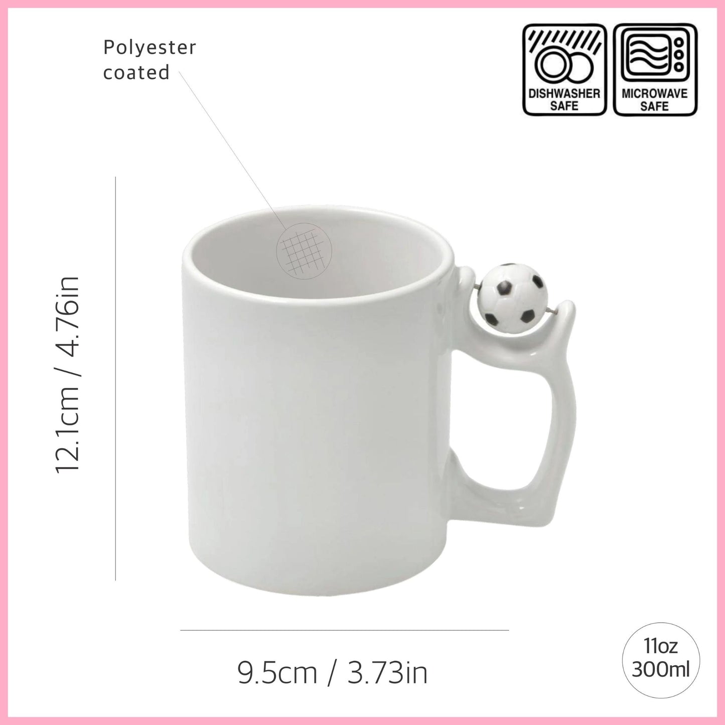Football Handle Sublimation Mugs 11oz (330ml)