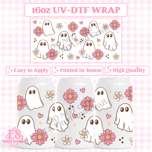 Spring Ghostie - 16oz Beer Can / Libbey UV-DTF Transfer image 0