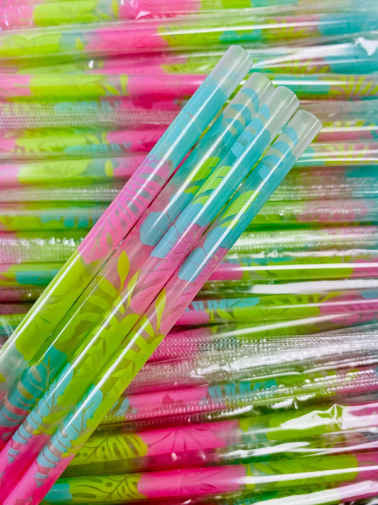 Tropical Leaves Clear Straw  image 0