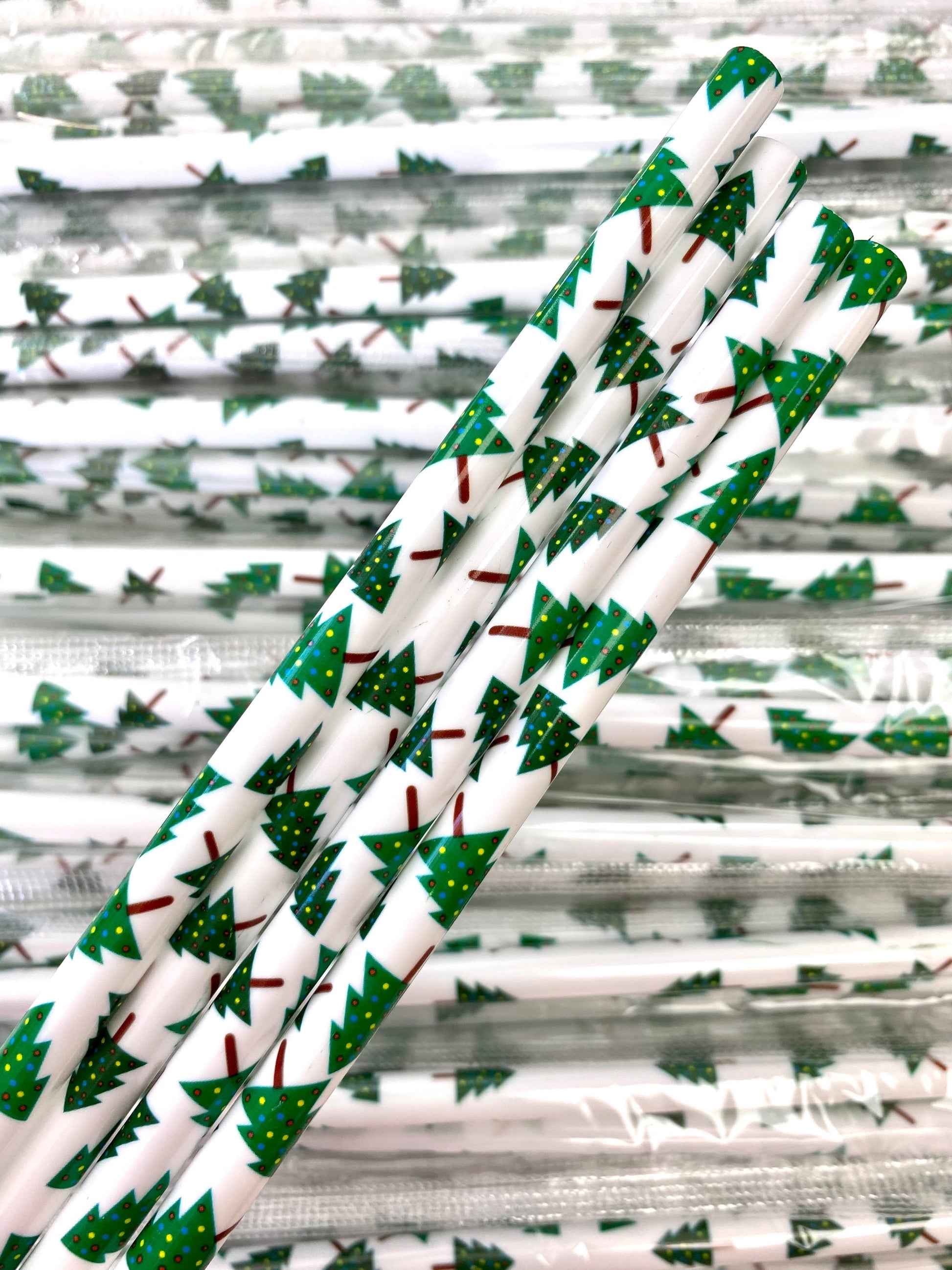 Christmas Trees White Straw image 0