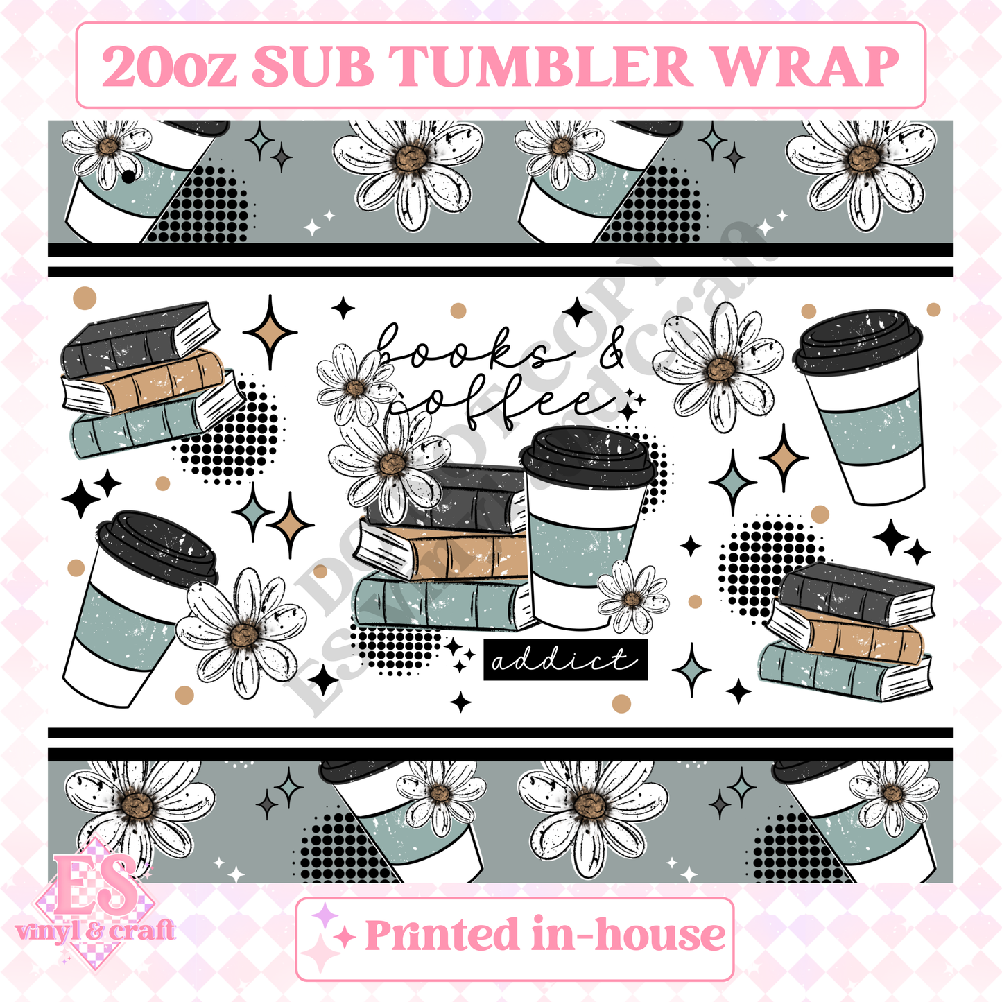 Books and Coffee - Full 20oz Tumbler Sublimation Print image 1
