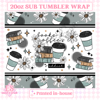 Books and Coffee - Full 20oz Tumbler Sublimation Print image 1