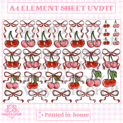 Cherry Bows - UVDTF (A4 Sheet) 210mm x 300mm image 0