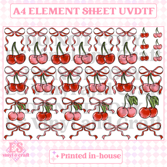 Cherry Bows - UVDTF (A4 Sheet) 210mm x 300mm image 0