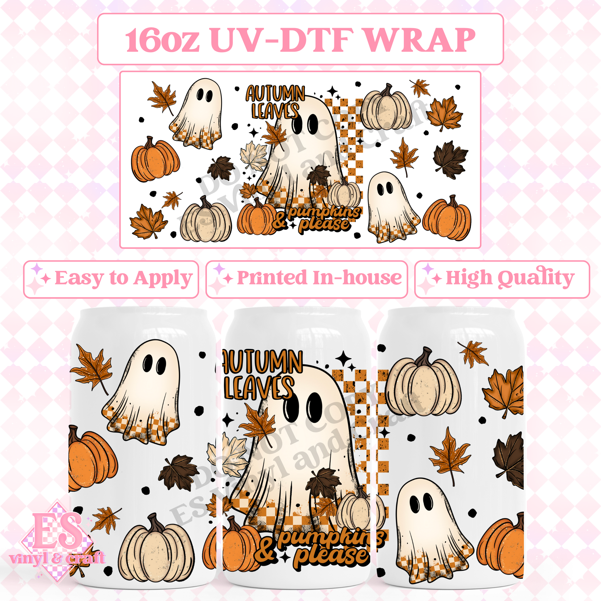 Autumn Leaves - 16oz Beer Can / Libbey UV-DTF Transfer image 0