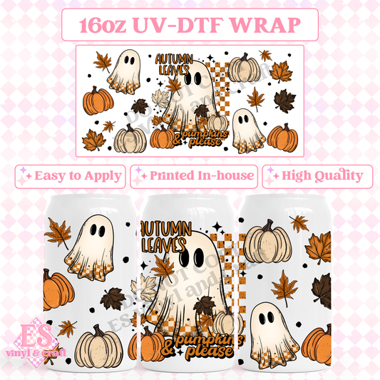 Autumn Leaves - 16oz Beer Can / Libbey UV-DTF Transfer image 0